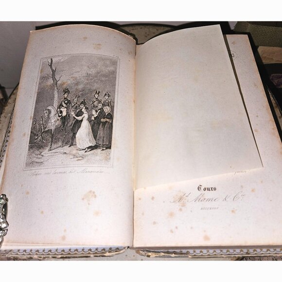 Antique 1851 French Gilded Cartonnage Book Decorative Gilt Romantic Cardboard - Picture 6 of 10